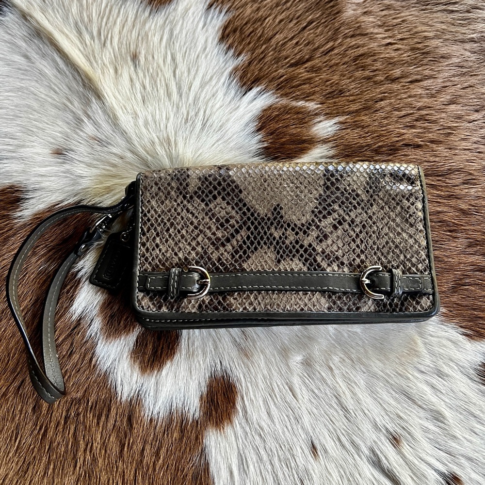 Coach gray Snake Print Wristlet